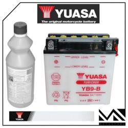 BATTERIA YUASA YB9-B (CON ACIDO A CORREDO) 12V / 9AH