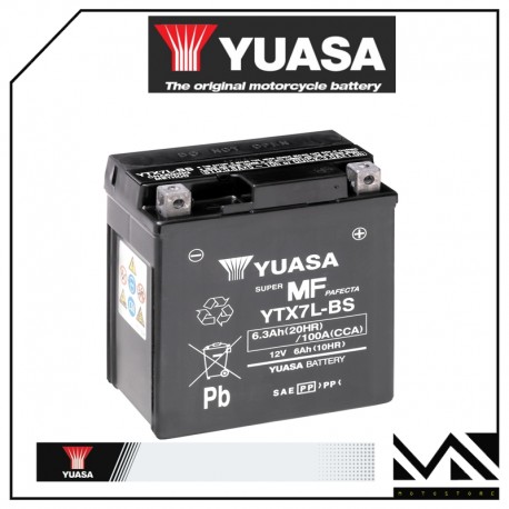 BATTERIA YUASA YTX7A-BS (SIGILLATA CON ACIDO A CORREDO) 12V/6AH