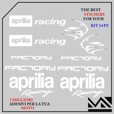 KIT ADESIVI stickers decal APRILIA FACTORY 750 900 1000 1200 MOTARD COLORE BIANCO