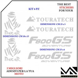 KIT ADESIVI Stickers Decal PER MOTO BMW F 800 GS ADVENTURE DAKAR COLORE ARGENTO