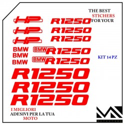 KIT ADESIVI Stickers DECAL MOTO BMW R1250 HP MOTORRAD SPORT COLORE ROSSO