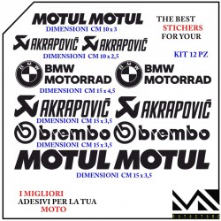 KIT ADESIVI Stickers DECAL MOTO BMW SPONSOR TECNICI MOTORRAD COLORE NERO