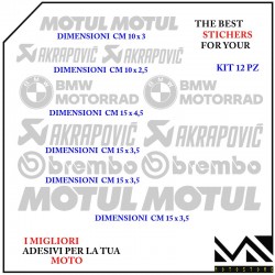 KIT ADESIVI Stickers DECAL MOTO BMW SPONSOR TECNICI MOTORRAD COLORE ARGENTO