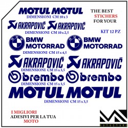 KIT ADESIVI Stickers DECAL MOTO BMW SPONSOR TECNICI MOTORRAD COLORE BLU