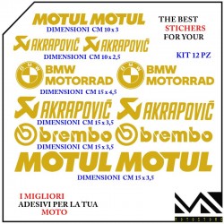 KIT ADESIVI Stickers DECAL MOTO BMW SPONSOR TECNICI MOTORRAD COLORE ORO