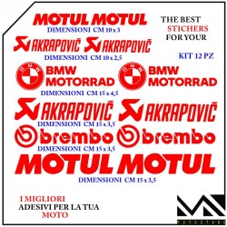 KIT ADESIVI Stickers DECAL MOTO BMW SPONSOR TECNICI MOTORRAD COLORE ROSSO