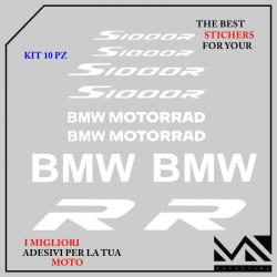 KIT ADESIVI Stickers DECAL MOTO BMW S 1000 R MOTORRAD SPORT COLORE BIANCO