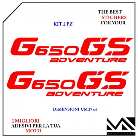 KIT 2 ADESIVI VALIGE Stickers DECAL MOTO BMW G 650 GS ADVENTURE 