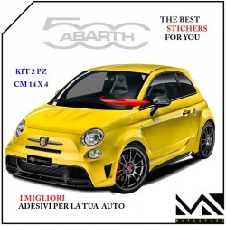 KIT 2 ADESIVI CALOTTE SPECCHIETTI CON LOGO 500 ABARTH CENTIMETRI 14 X 4