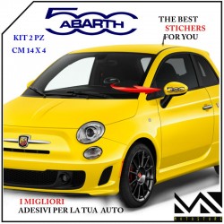 KIT 2 ADESIVI CALOTTE SPECCHIETTI CON LOGO 500 ABARTH CENTIMETRI 14 X 4