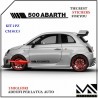 KIT 2 ADESIVI CON LOGO & SCRITTA ABARTH PER PORTIERE FIAT 500 MOD 2 CENTIMETRI 50 X 5