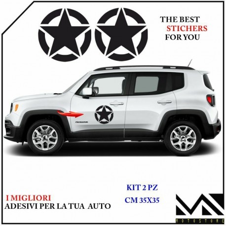 KIT 2 ADESIVI STELLA stickers JEEP RENEGADE WRANGLER CHEROCKEE RUBICON 4x4 