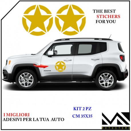 KIT 2 ADESIVI STELLA stickers JEEP RENEGADE WRANGLER CHEROCKEE RUBICON 4x4 