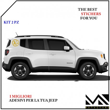 KIT 2 ADESIVI STELLA CON TESCHIO PER LATERALE POSTERIORE JEEP RENEGADE Ø 22 CENTIMETRI