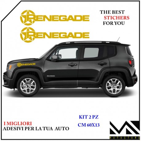 KIT 2 ADESIVI COFANO ANTERIORE SCRITTA JEEP RENEGADE CENTIMETRI 60 X 13