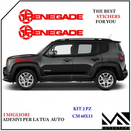 KIT 2 ADESIVI COFANO ANTERIORE SCRITTA JEEP RENEGADE CENTIMETRI 60 X 13