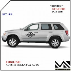 KIT ADESIVI 40cm STELLA stickers SCRITTA CHEROKEE OFF ROAD FUORISTRADA NERO